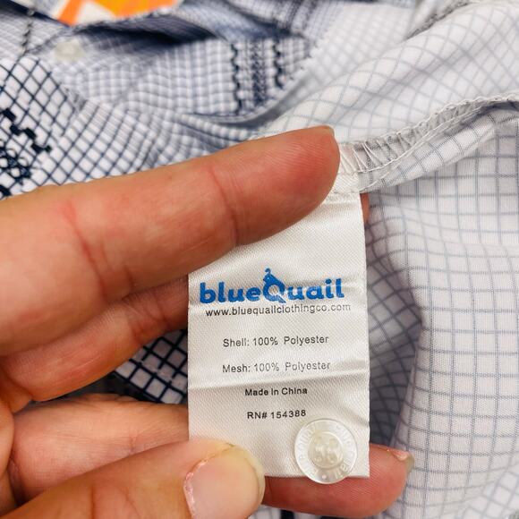NWT Blue Quail Size 6 Gameday Navy Check Guayabera - Picture 6 of 6